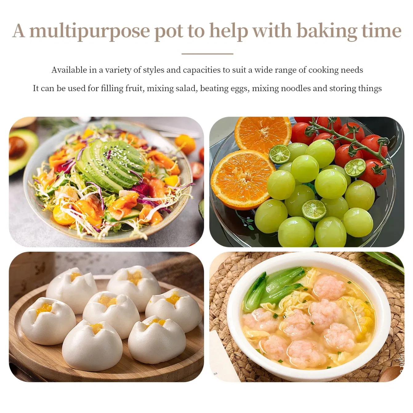 1.0mm Food Grade Stainless Steel Salad Mixing Basin