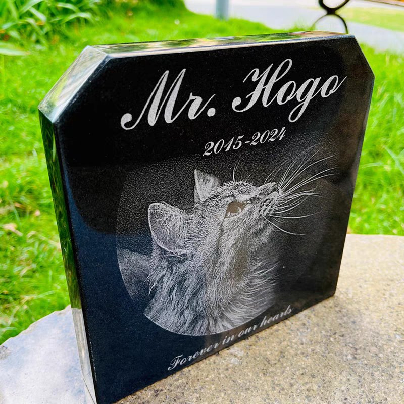 Custom Laser Etched Black Granite Headstone Memorial Plaque