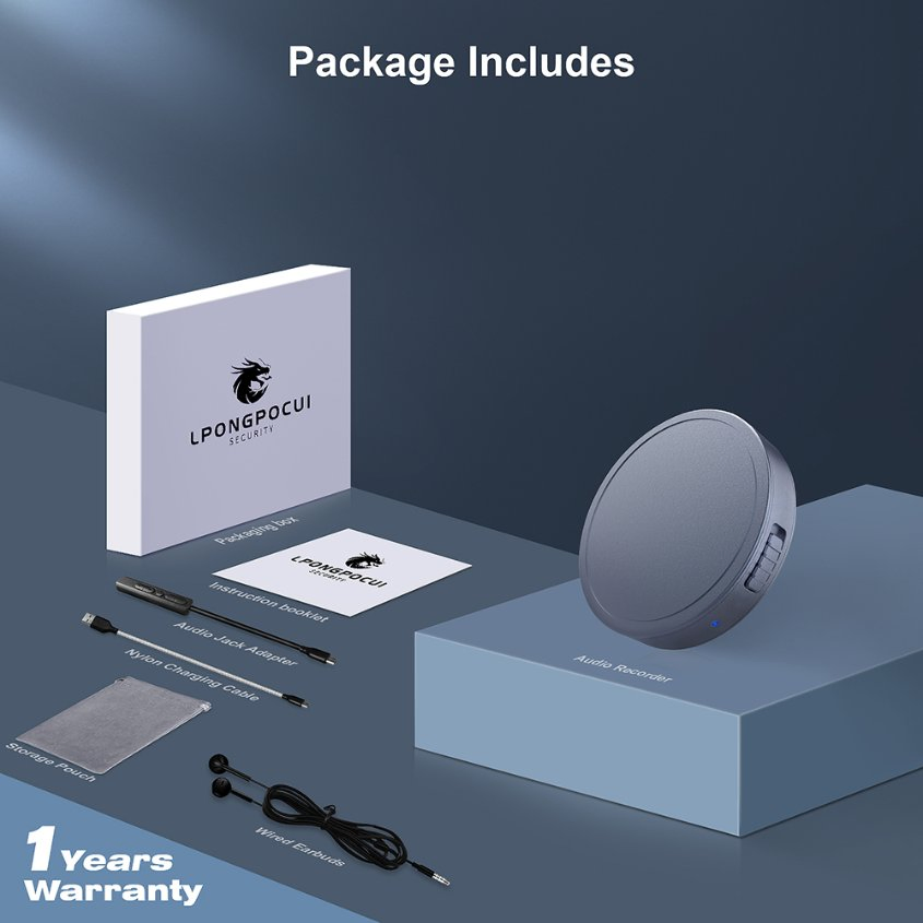 1.6-Inch Lightweight Design Portable Recorder with Built-in 440mAh Lithium Battery