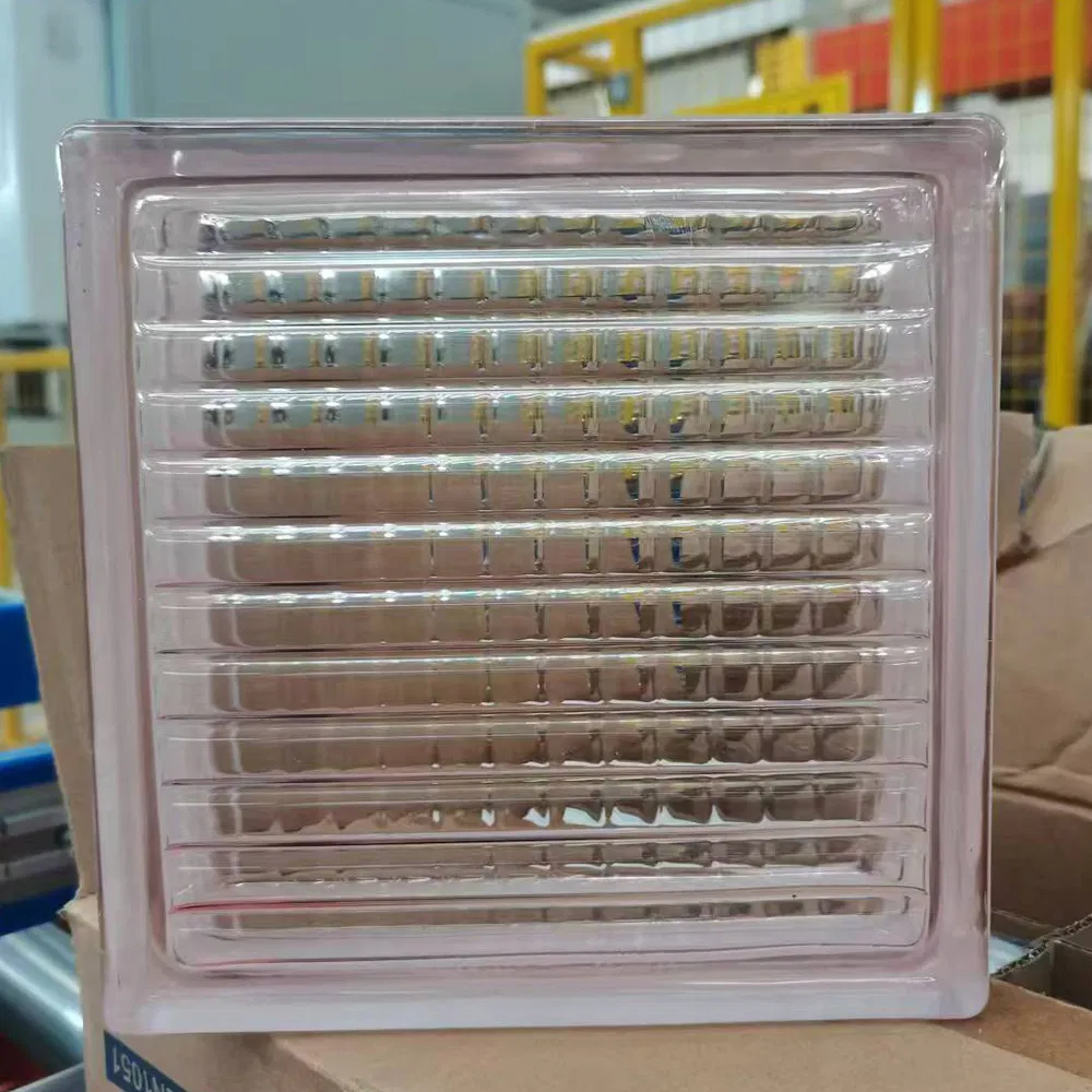 Luminous Side Colored 190*190*80mm Red Glass Bricks for Commercial Building Wall Decor