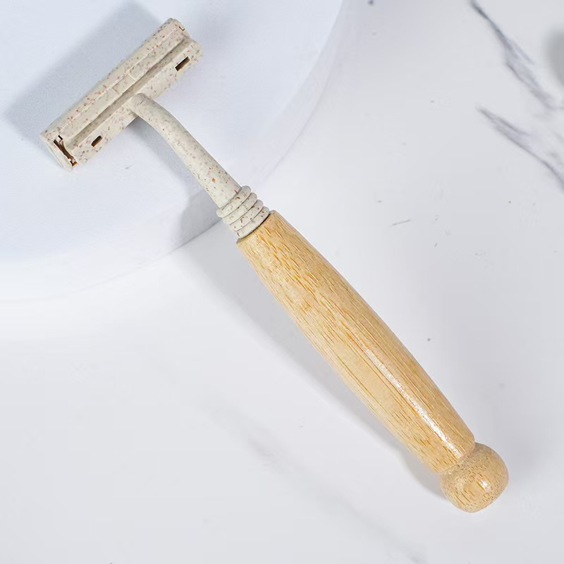 Biodegradable 2 Blade Disposable Razor Eco-Friendly Natural Bamboo Handle Shaving Razor