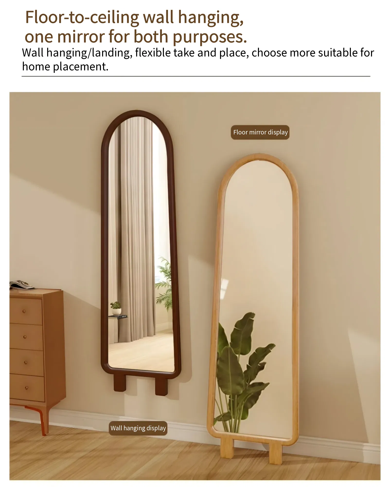 Il-Body Mirror Bedroom Solid Wood Floor Mirror Girls Home Vertical Wall Hanging