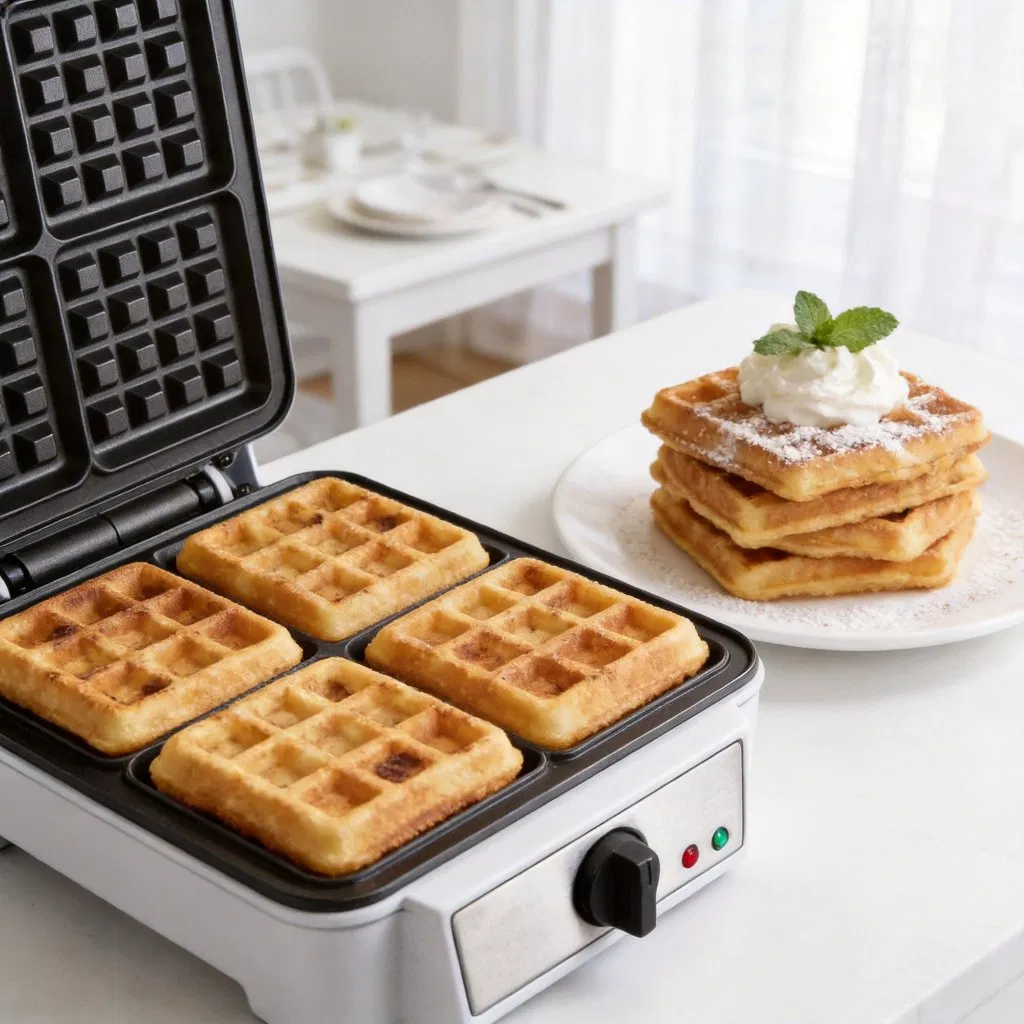750W Effortless 4-Slice Belgian Waffle Maker for Delicious Mornings Ub-828f