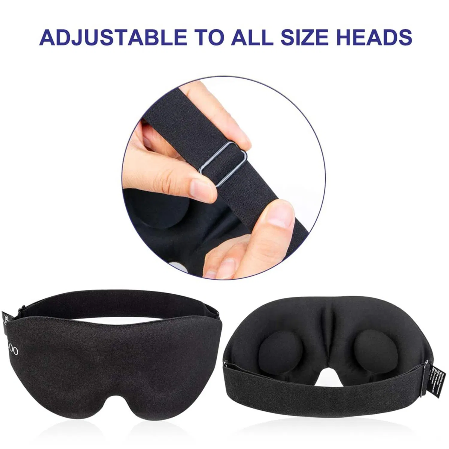 3D Contoured Memory Foam Eyemask Black Custom Logo Travel Eye Sleep Mask