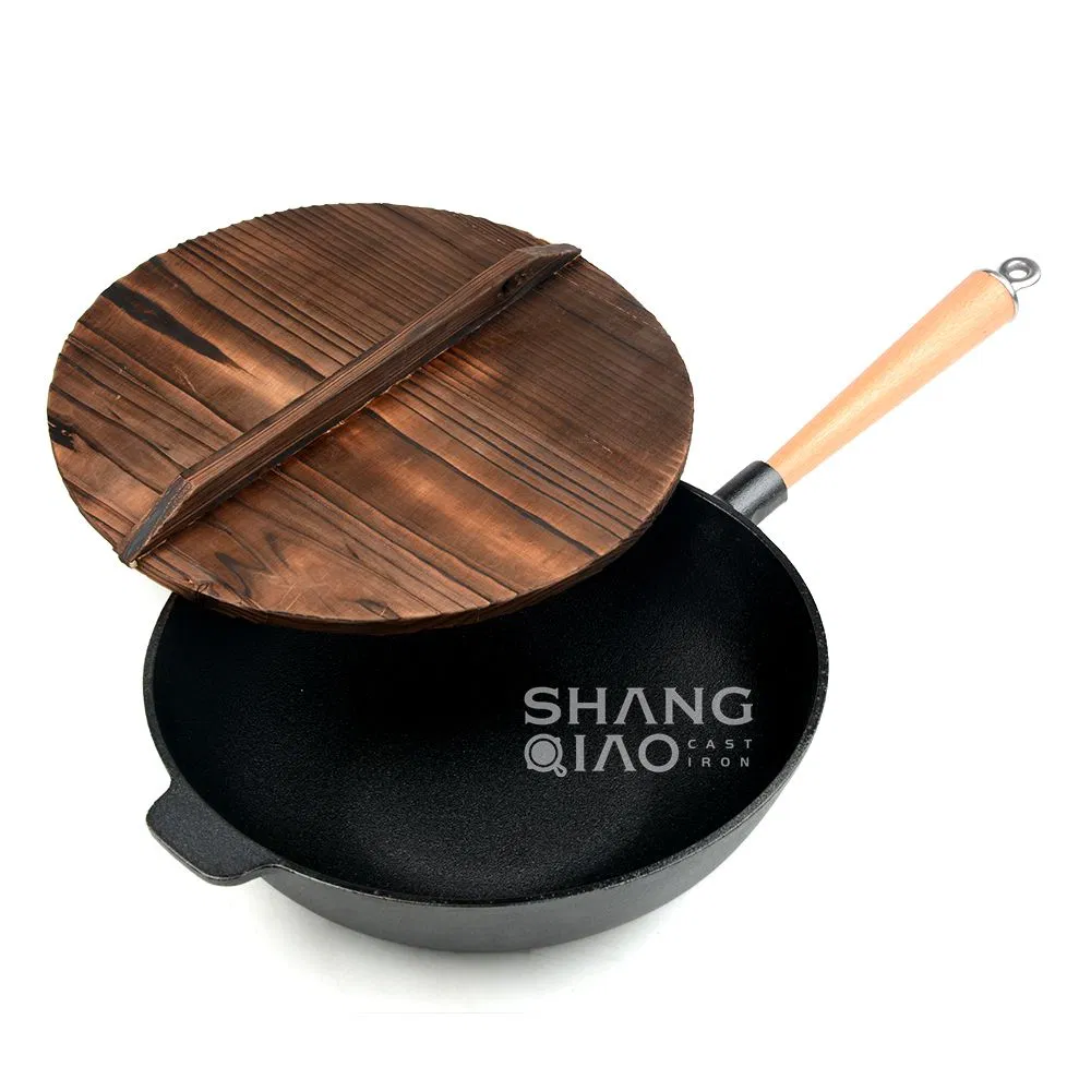 Pre-Seasoned Cast Iron Wok Stir Fry Pan