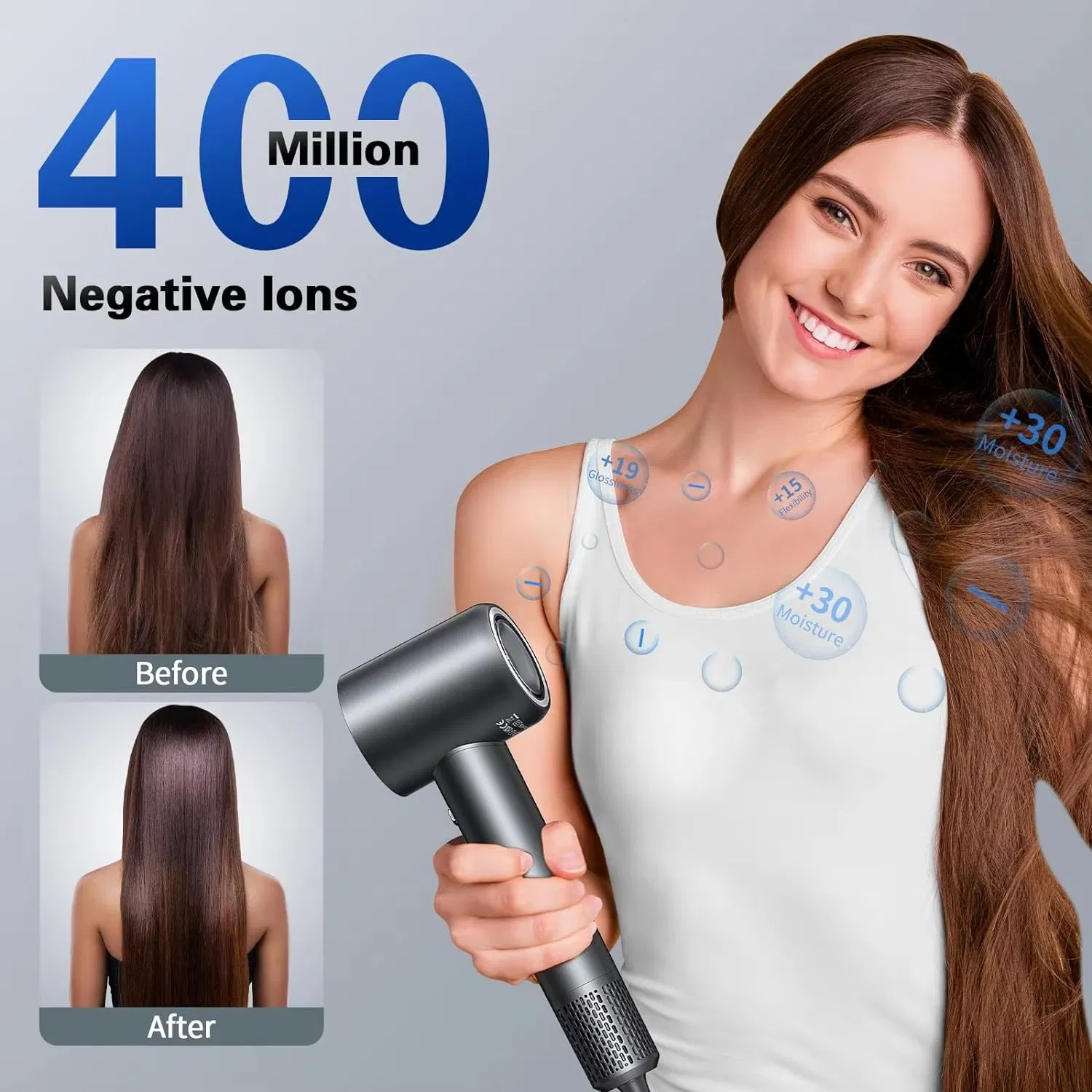 Compact High-Performance Hair Dryer Powerful 1600W Custom Logo Professional LCD Display AC Motor Blow Hair Dryer Machine for Convenient and Quick Drying
