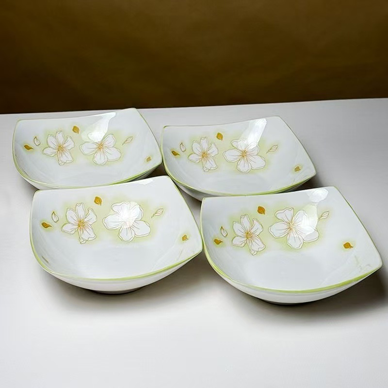 7"Square Salad Bowl Pad Printing Stoneware Porcelainware Ceramic Tableware