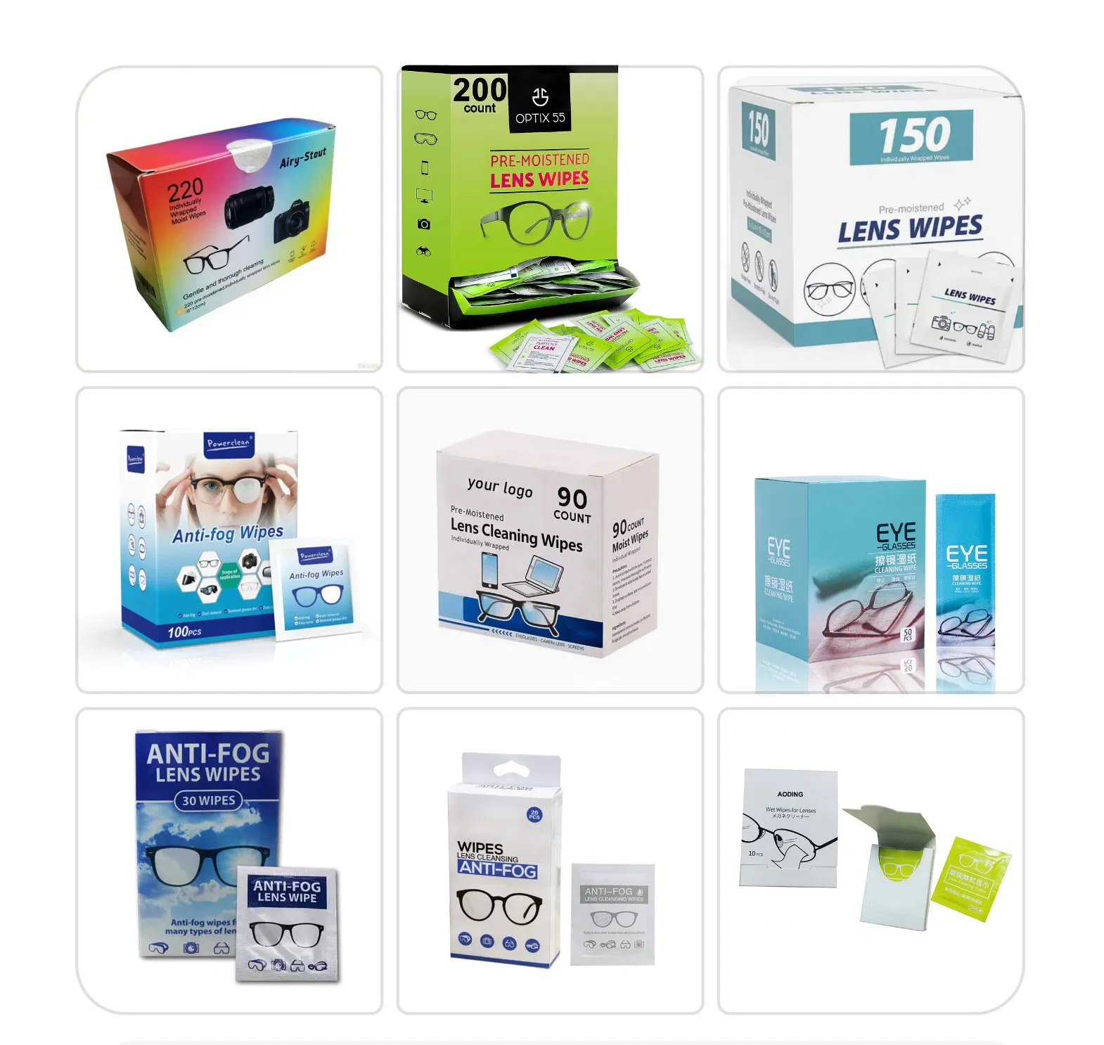Disposable Lens Anti Fog Wipes for Glasses Anti-Fog Glasses Wet Wipe for Eyeglass