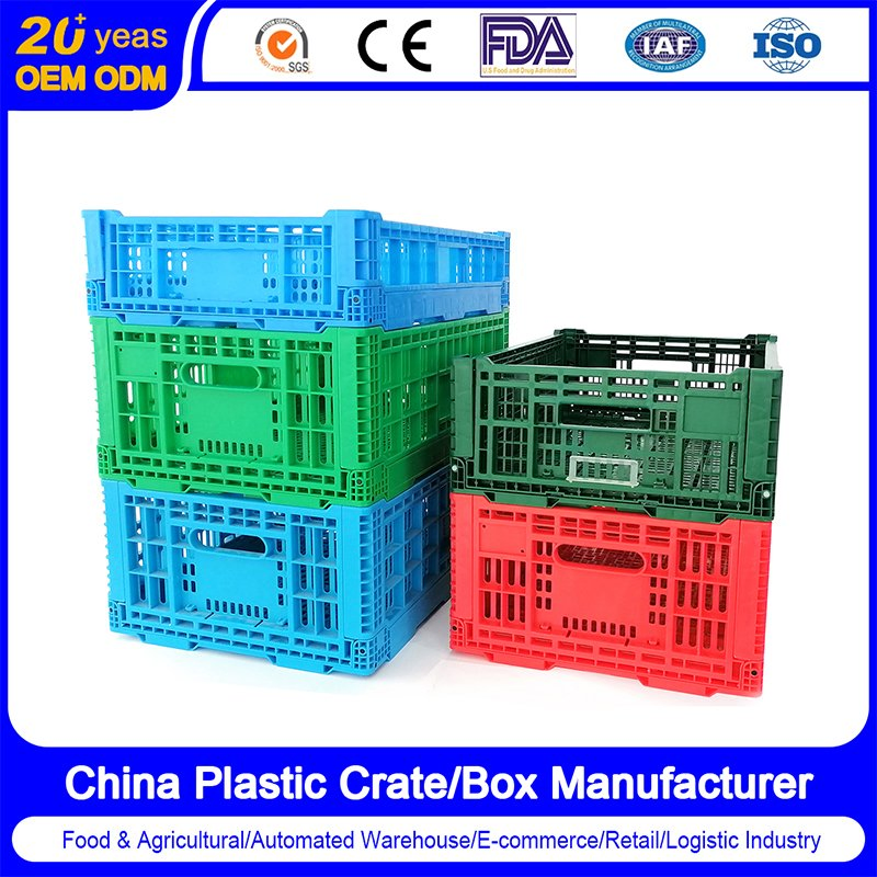 60X40X12/14/18/22/26/30/34cm 53X36X31cm Stackable Food Containers Tools Plastic Box Hard Plastic Case Moving Folding Crate with Lids