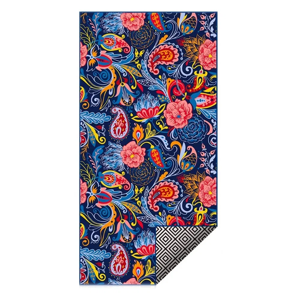 Sample Free Lightweight Double Layer Suede Towel Composited 500GSM Microfiber Bath Beach Towel Sports Yoga Towel with Sublimation Print