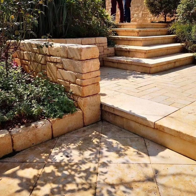 Tumbled Finish Floor and Wall Cladding Golden Travertine Tile