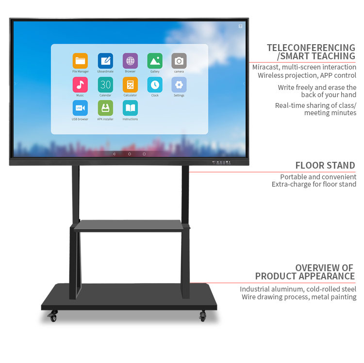 Multifunctional OPS Slot / Android Infrared Touch 4K HD Display 86 Inch Education Interactive Whiteboard