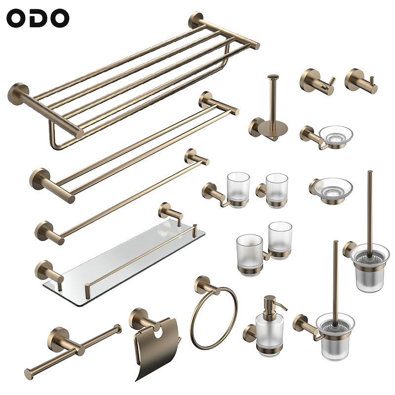 Стеклянная полка для душа с держателями из нержавеющей стали, шампань