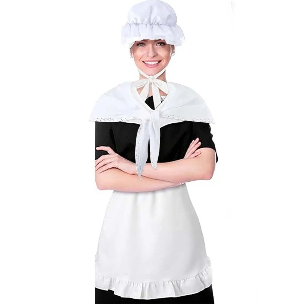 Three-Piece Set of Maid Apron, Hat, Shawl Apron, Lace Maid Apron, Lolita Cute Princess Style Apron