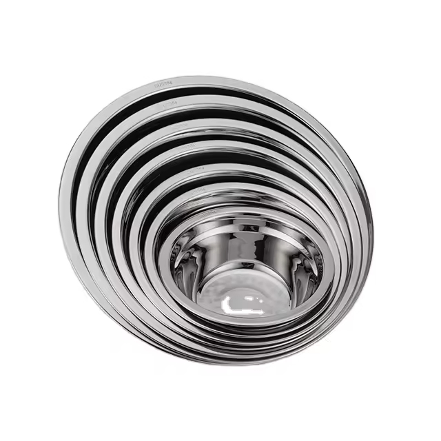 Wholesale Stainless Steel Mixing Bowls Non Slip Nesting Whisking Bowls Set Mixing Bowls for Salad Cooking Baking