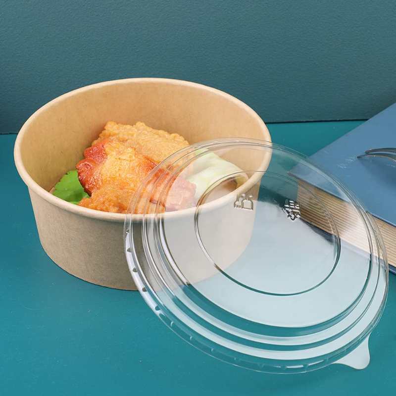 Custom Print Biodegradable Disposable Leakproof Round Kraft Paper Salad Bowl