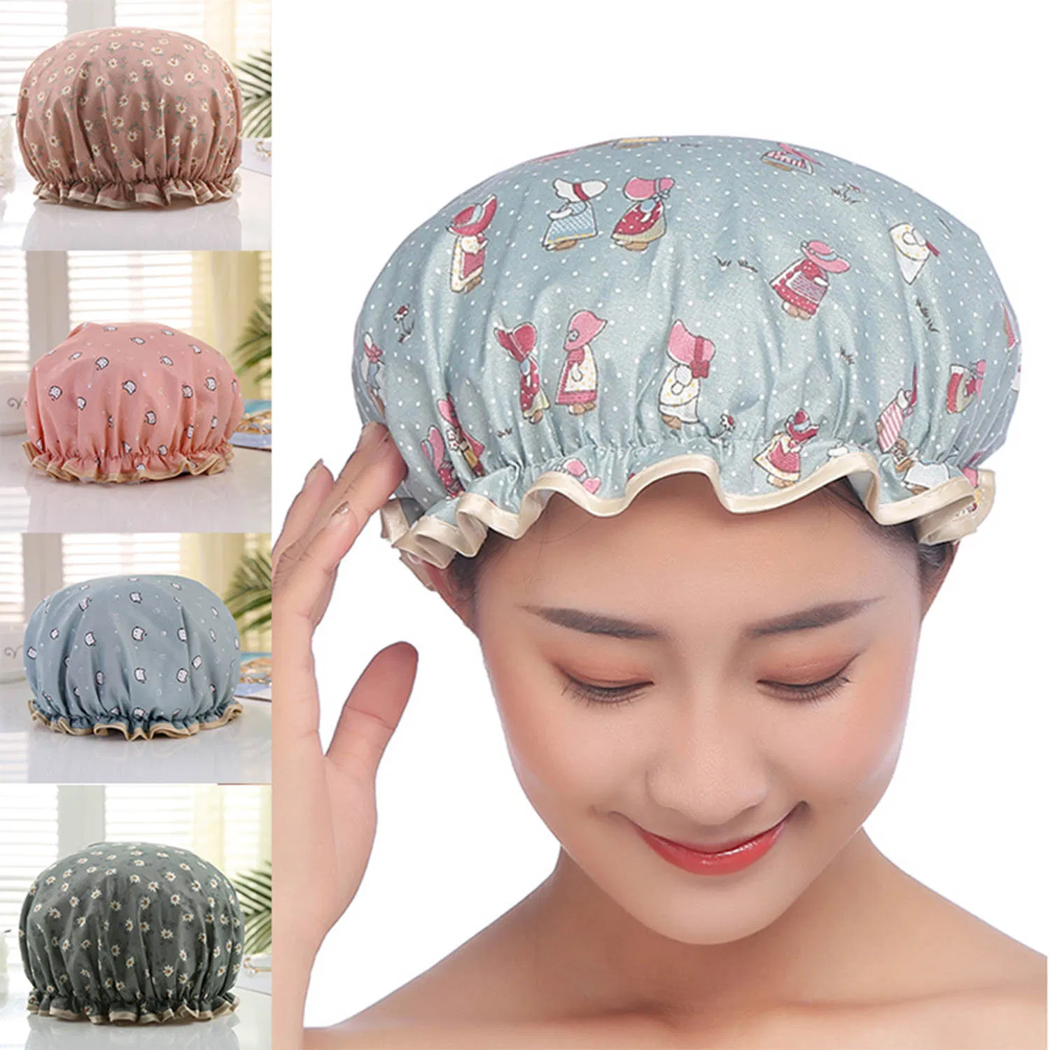 OEM Customized Multiple Shower Bonnet Thickened Bathroom Accessories Waterproof Oily Fume Cap Female SPA Hairdressing Salon Supplies Shower Cap