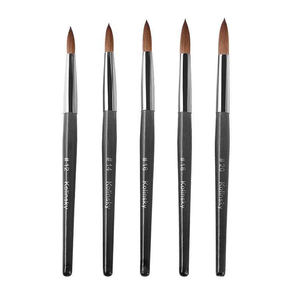 Wholesale Design Custom Logo Soft Thick Personalized Wooden Pure 100% Kolinsky Acrylic Art Nail Brush for Nail Salon