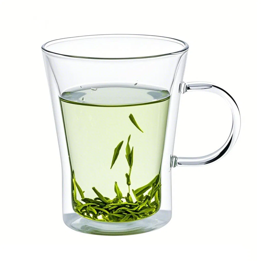 Reusable Crystal Double Wall Insulated Clear Glass Coffee Tea Mug Handle Espresso Mugs Latte Mug for Coffee Lemonade Water Drinking with Handle