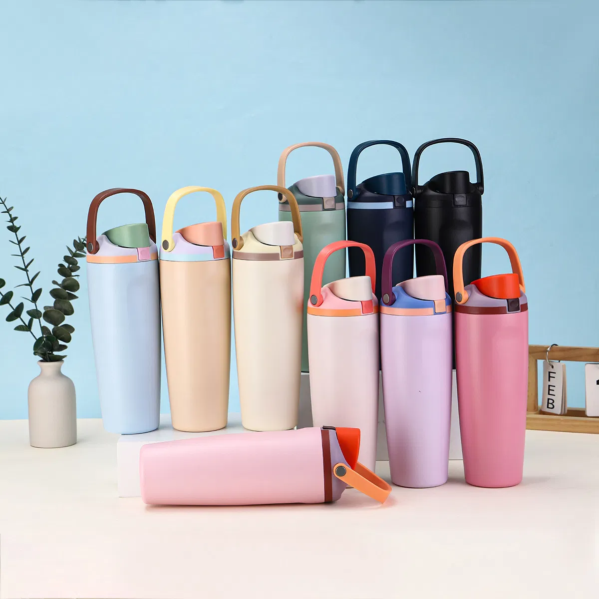 30oz Stainless Steel Outdoor Sports Thermal Coffee Tumbler Water Bottle with Handle