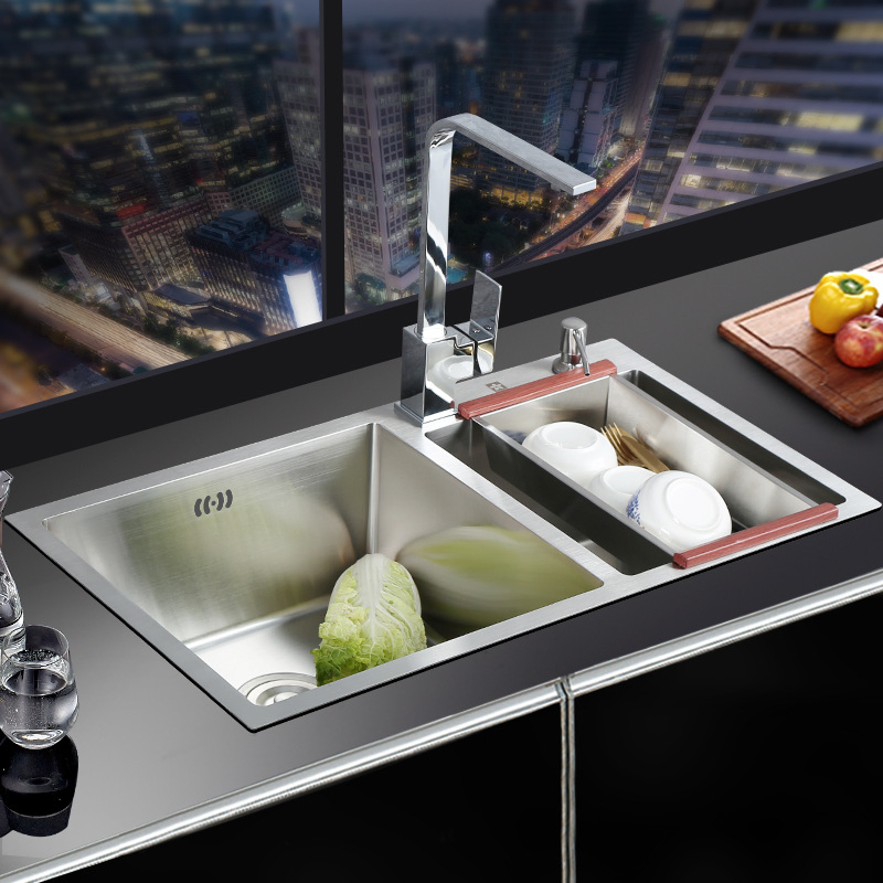 Sanitary Ware Wash Basin Double Bowl Stainless Steel Handmade Kitchen Undermount Sink