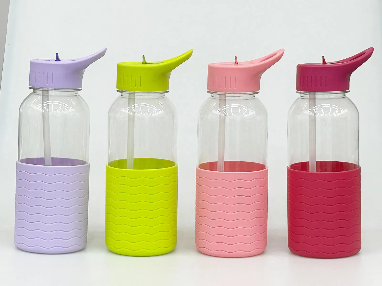 2025 Gradient 1000ml Transparent Sport Water Bottle with Lids and Straw