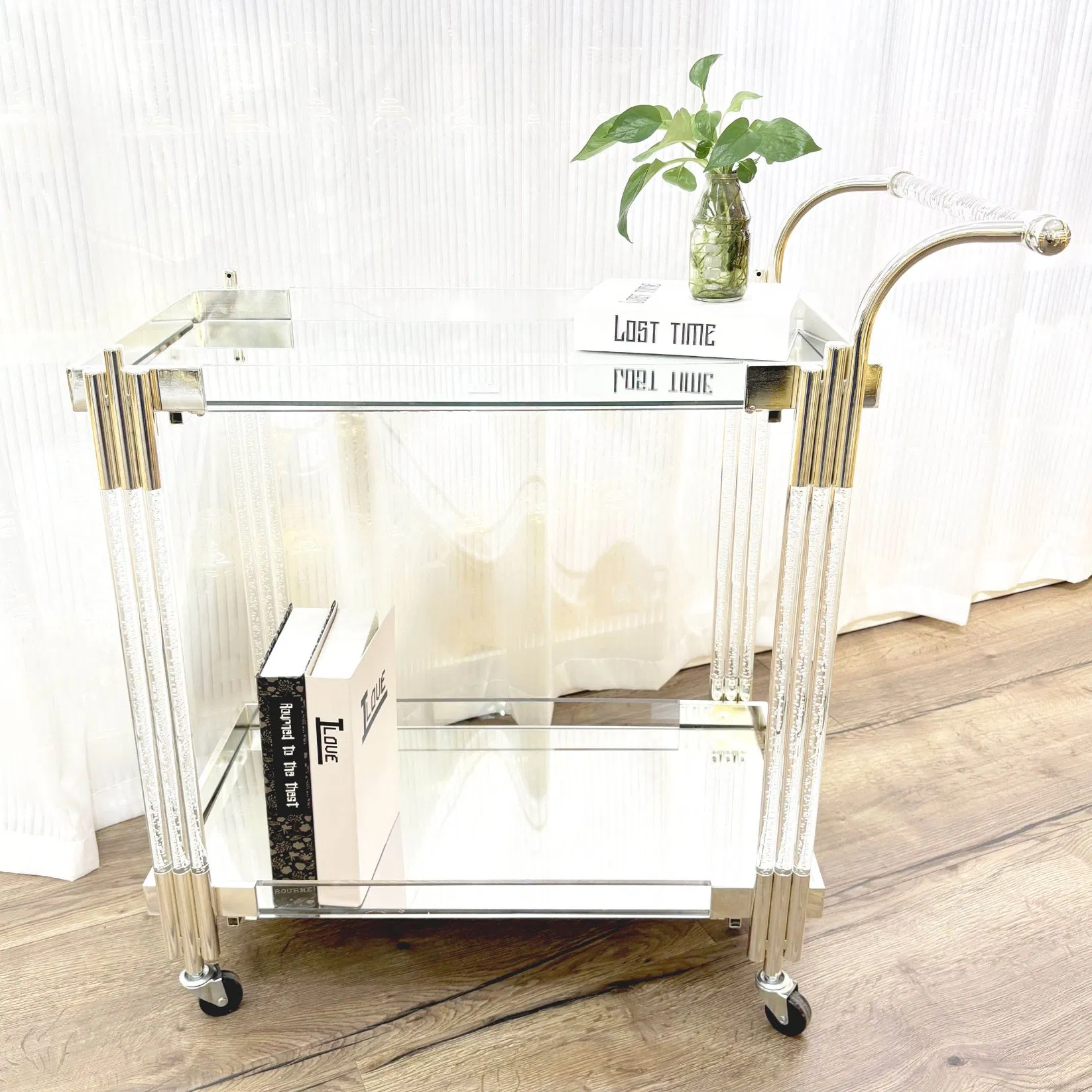 Luxury Mirror Arab Metal Dining Car Hotel Lobby Dining Car Handcart