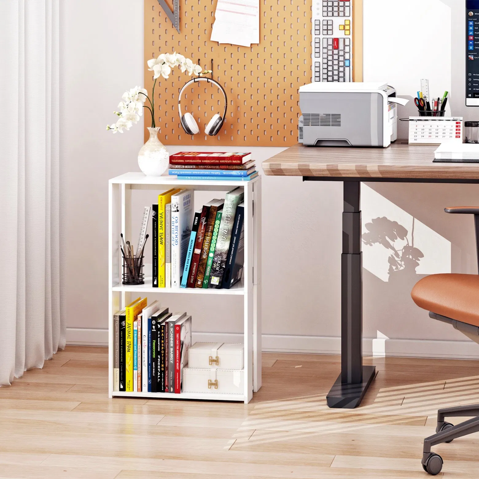 Bedroom Living Room Office Narrow PVC End Table Small Bookshelf Storage Stand End Table