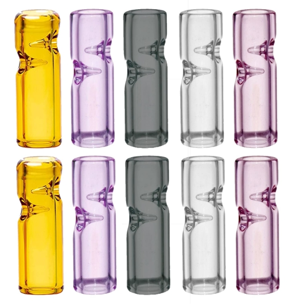 Wholesales Inner Triangular Spiral Glass Mouth Tips Somking Glass Tip Transparent Mouth Glass Crafts