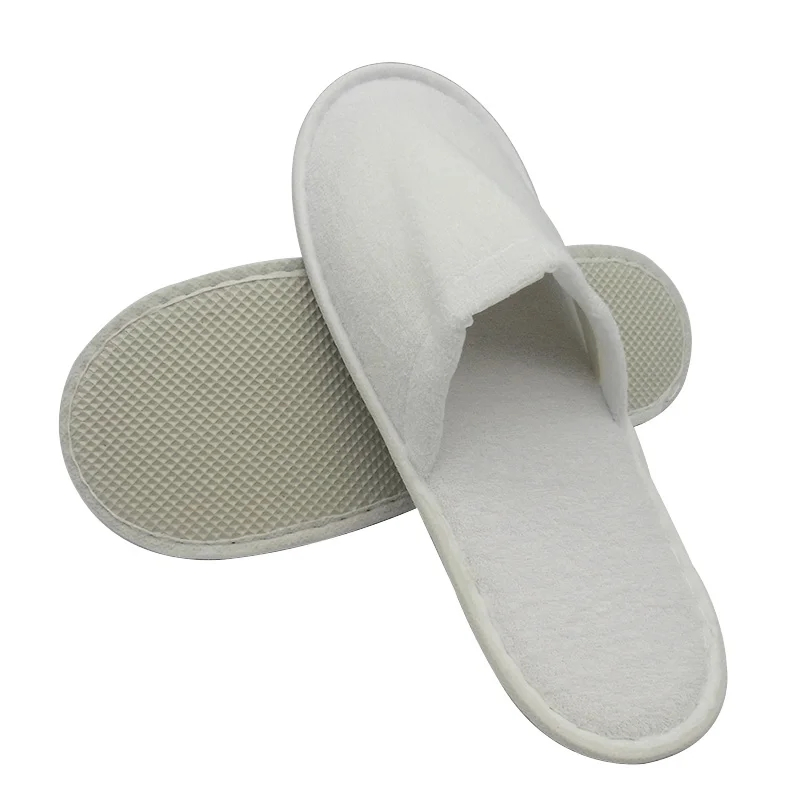 Wholesale Custom Logo EVA Sole Nap Cloth White 5 Star Hotel Room Guest Disposable Slippers