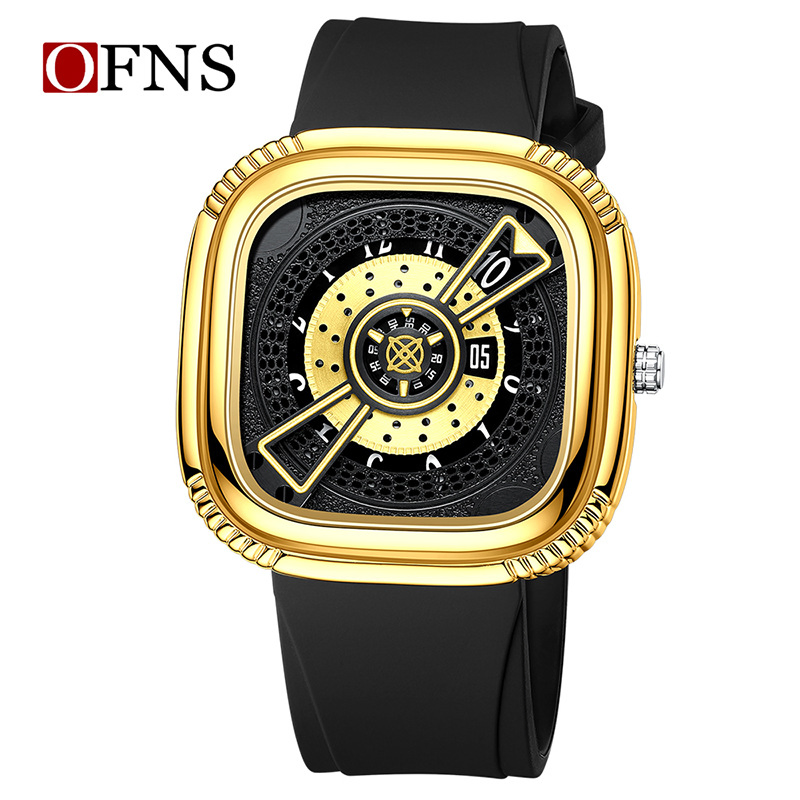 Multifunctional Waterproof Men's Watch Creative Skeleton Square Dial Quartz Fashion Business Timepiece