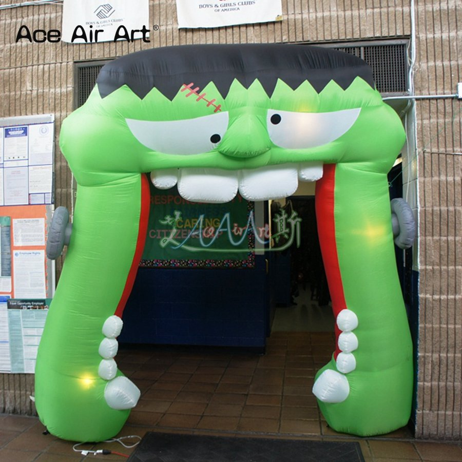 Giant Halloween Inflatable Frankstein Arch Decoration with LED Terror Halloween Activities Entrance Decoration