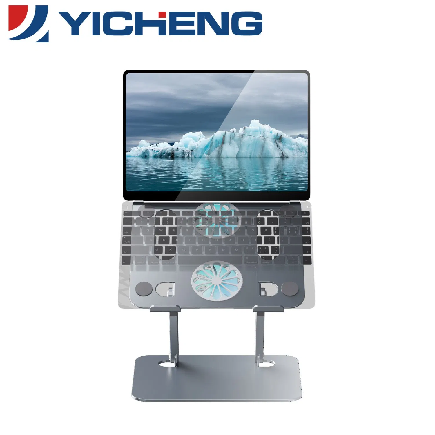 Foldable Laptop Tablet Stand Holder Carbon Steel with Fan Cooling, Space-Saving Design for Home Office Computer Stand