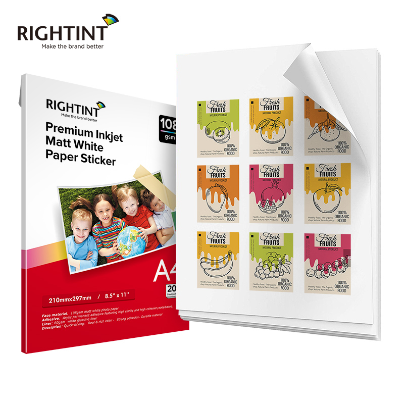 Opaque Glassine Rightint Carton Self Adhesive Vinyl Labels Matte Sticker