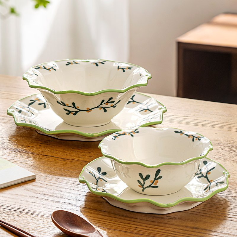 Ceramic Tableware Set Rice Serving Bowls Color Glaze Ceramic Soup Bowl