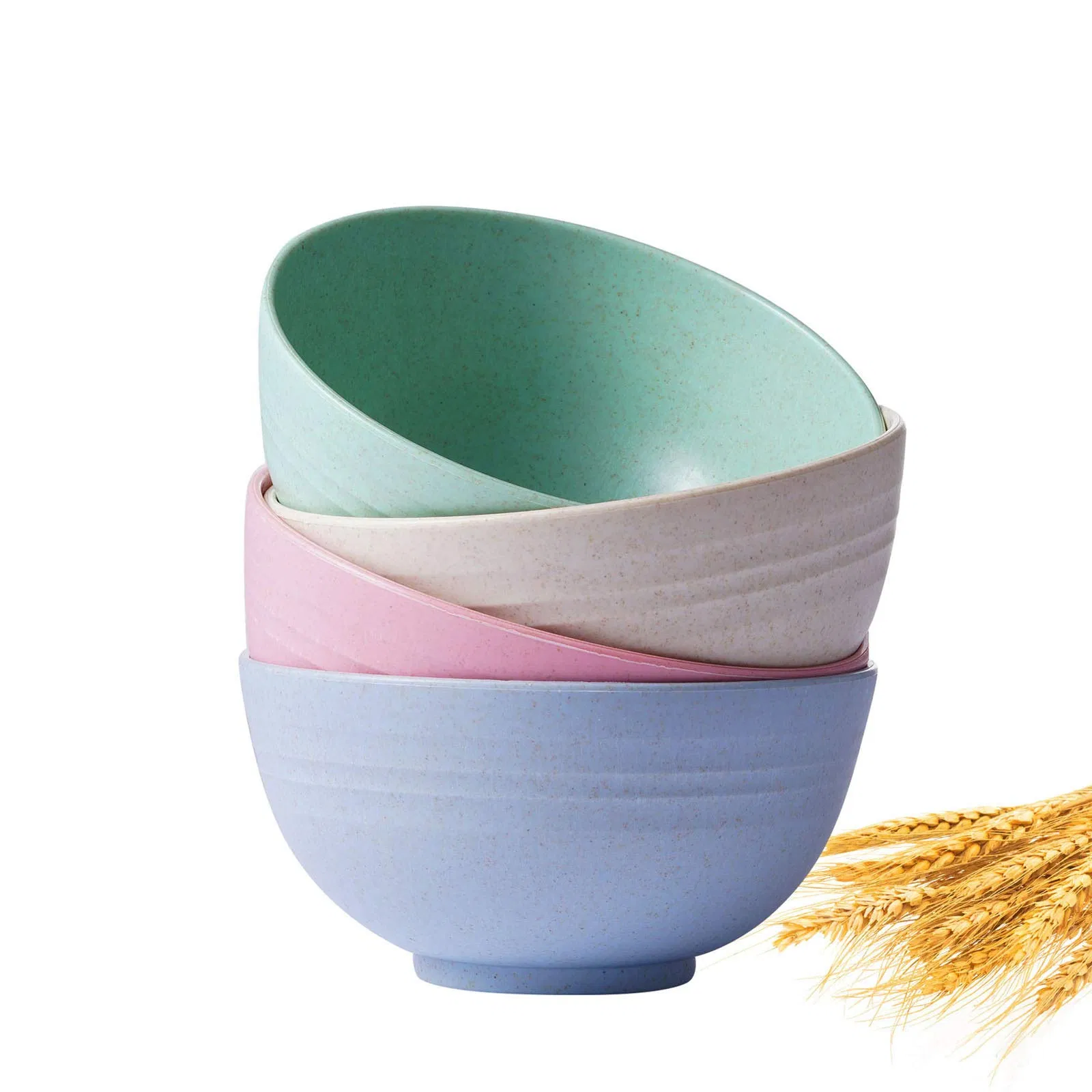Multicolor Cereal Wheat Straw Fiber Bowl Unbreakable Lightweight Snacks Rice Bowls