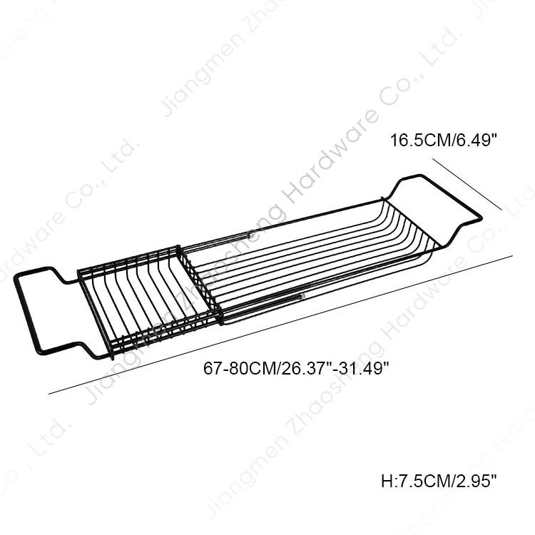 Black Metal Stainless Steel Luxury Extension Bath Storage Holder Rack Extendable Bathroom Tray Non-Slip Bathtub Caddy Bath Tray