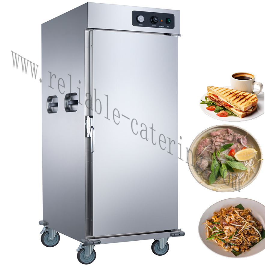 Modern Mobile Single-Door Food Warmer Cart with 5 Adjustable Shelves, Locking Casters & Temperature Control for Banquet Service