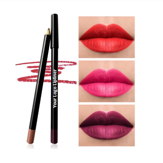 Vegan Black Lip Liner Pencil Private Label Makeup Wood Lip Liner Pencil Custom Logo Brown Lipliner