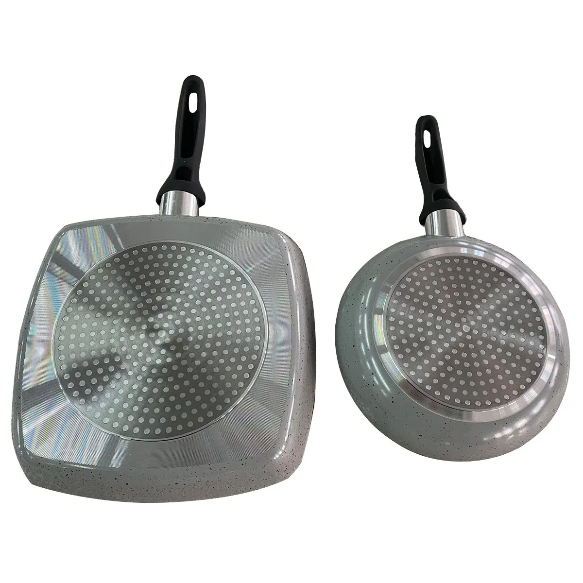Factory Direct 2PCS Aluminum Square Grill Pan Non Stick Frying Pan Set with Induction Bottom
