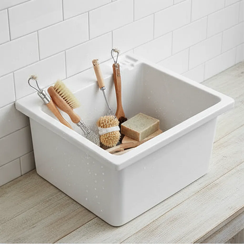 Stylish Modern Laundry Cabinet with Built-in Basin Sink
