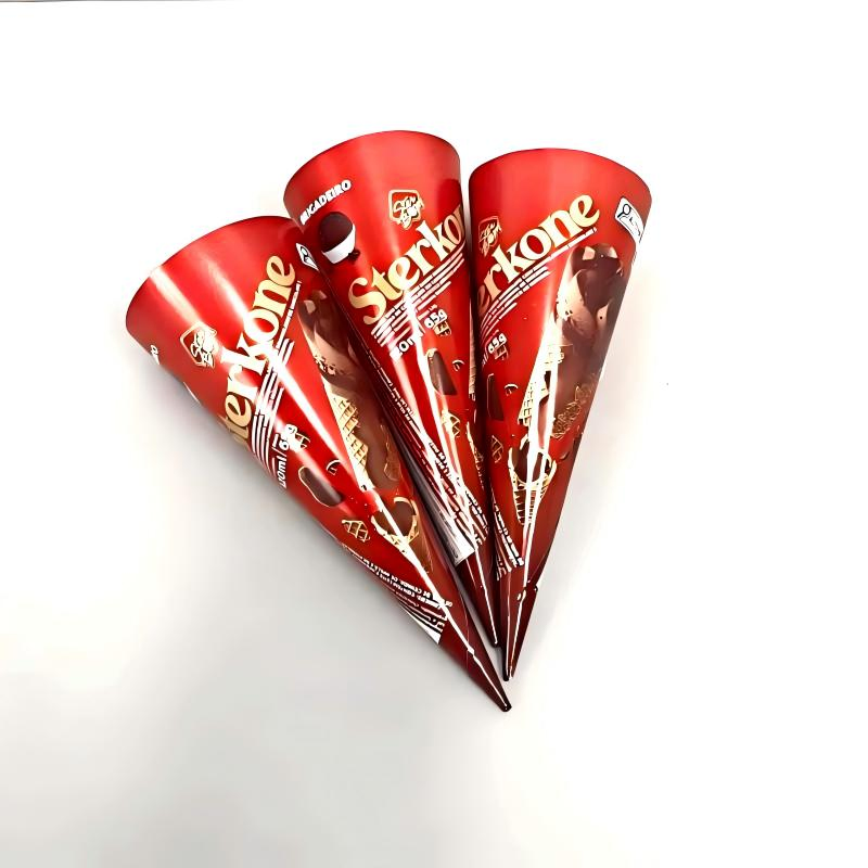 Custom Aluminum Foil Coated Disposable Ice Cream Cone Sleeves for Ice Cream Paper Packaging