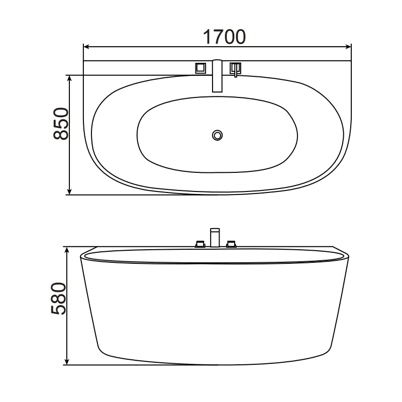 Акриловая угловая ванна с гидромассажем