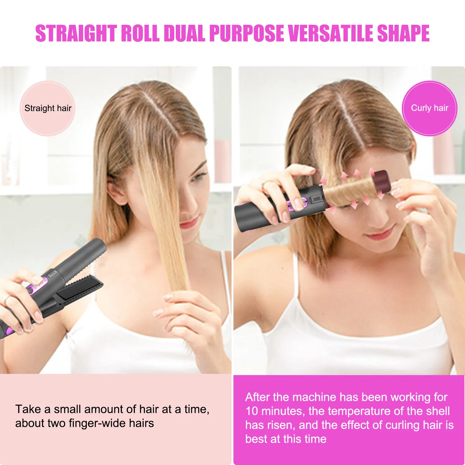 The New Wireless Hair Straightening Rod Home Travel 4800man Portable Mini Two in One Hair Straightener Can Be Ctemperature Adjustment