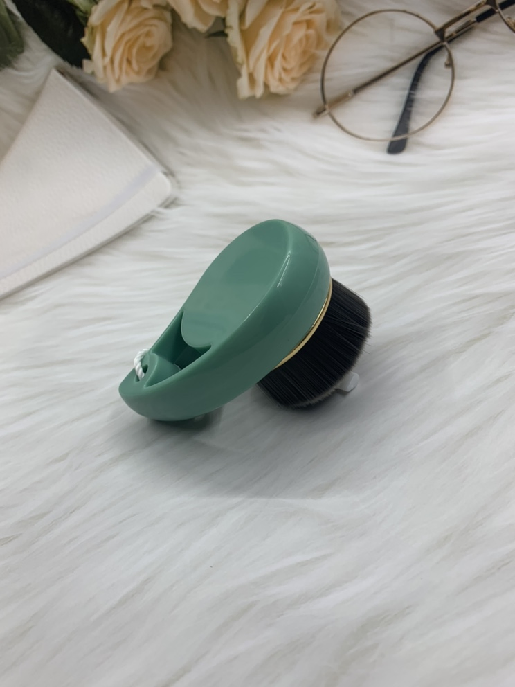 Mini Green Colors Plastic ABS Handle Facial Brush with Bamboo Charcoal Synthetic Hair
