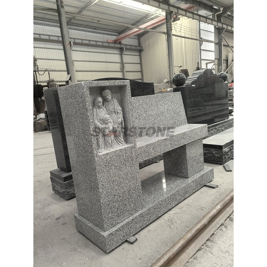 Starstone Customized Granite Poland Design Memorial Tombstone Gravestone for Cemetery Material Cross Hand Carving, Machine Carving Memorial Monument