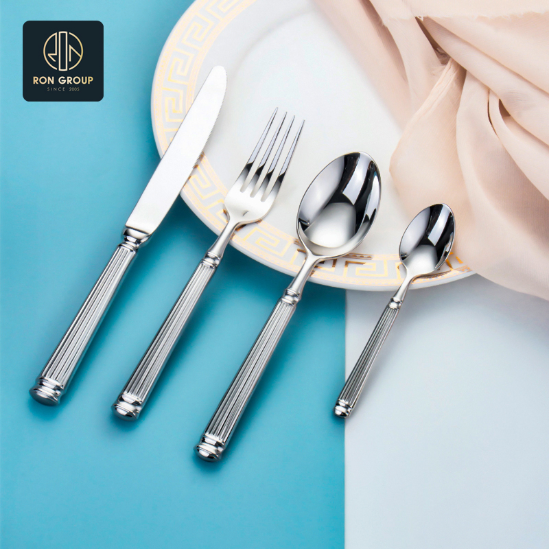 Gold Plated Spoon Fork Set Bulk Gold Flatware Tableware Sets Cutlery for Wedding
