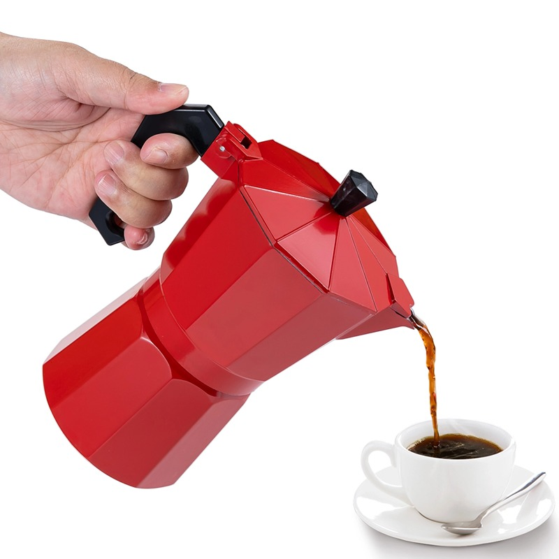 Custom Color Aluminum Moka Pot 50ml 100ml 150ml Portable Italian Coffee Maker Set with Colorful Box