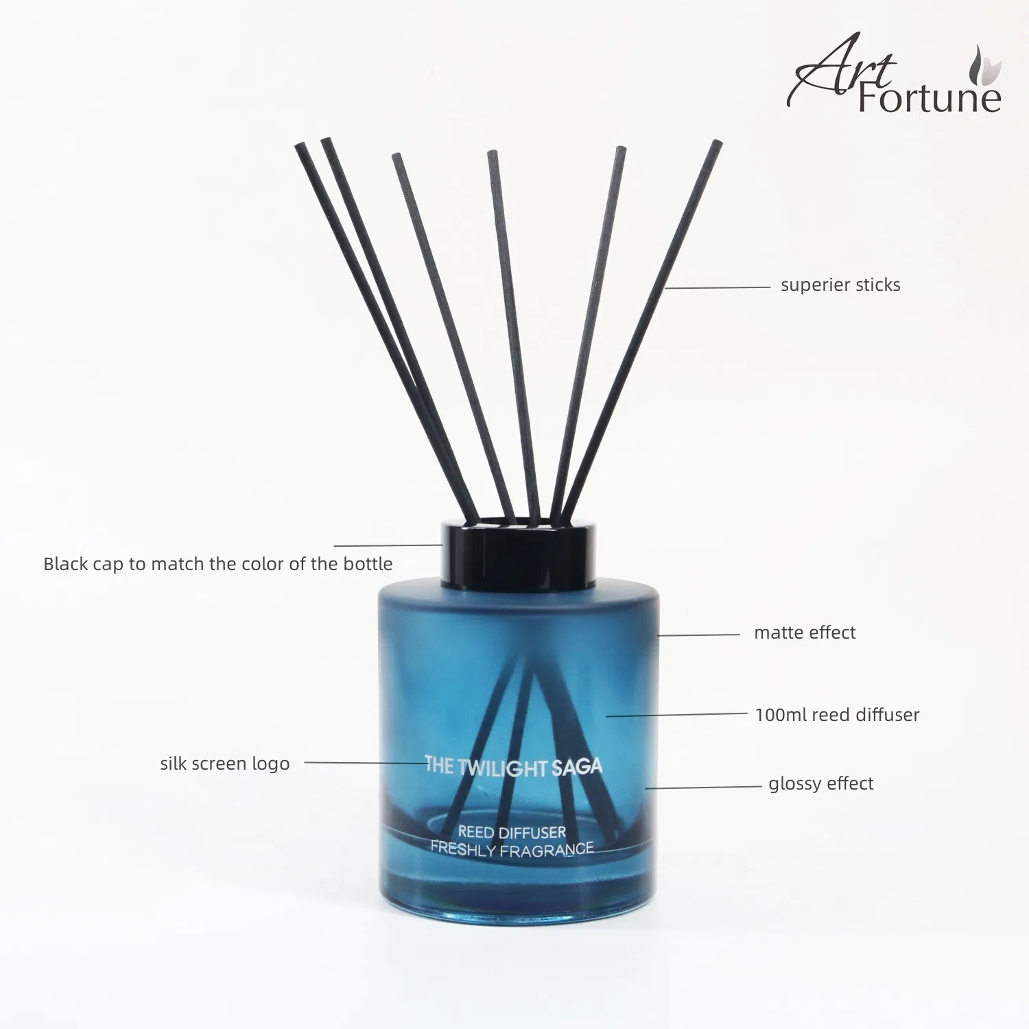 Amazon Hot Sale Custom Reed Diffuser with Black Lid for Air Freshener