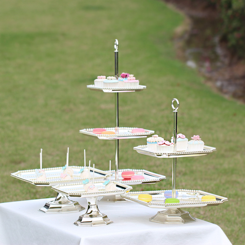 Wholesale Custom Metal Sweets and Candy Display Stand Cupcake Cake Display Stand Set
